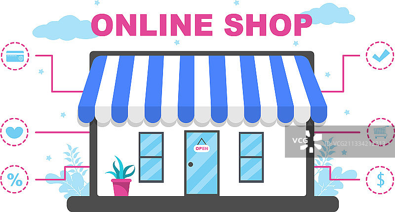 在线购物扁平风格网站着陆页设计图片素材