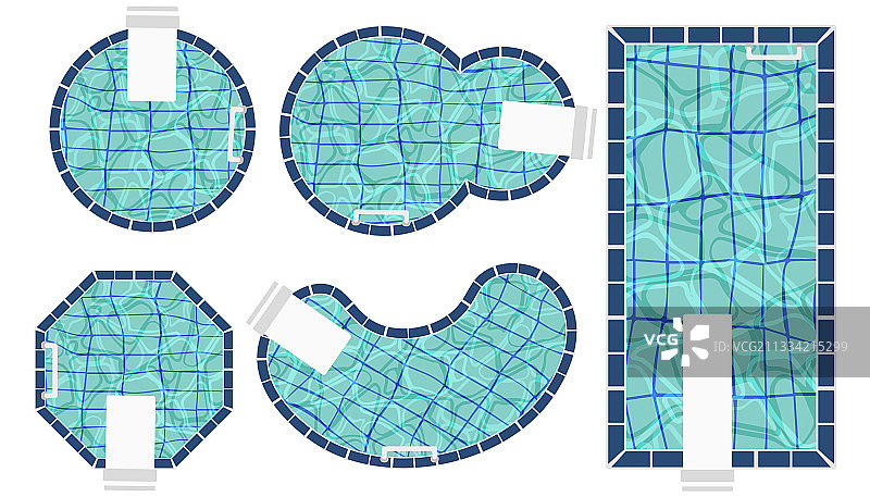 设置不同形状的游泳池图片素材