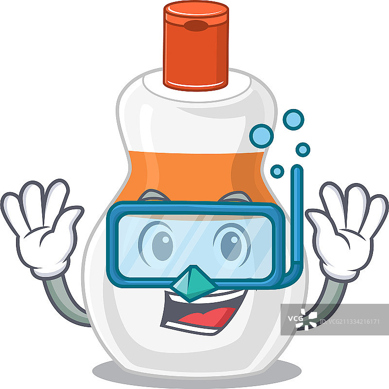 带有潜水镜的润肤露吉祥物图片素材