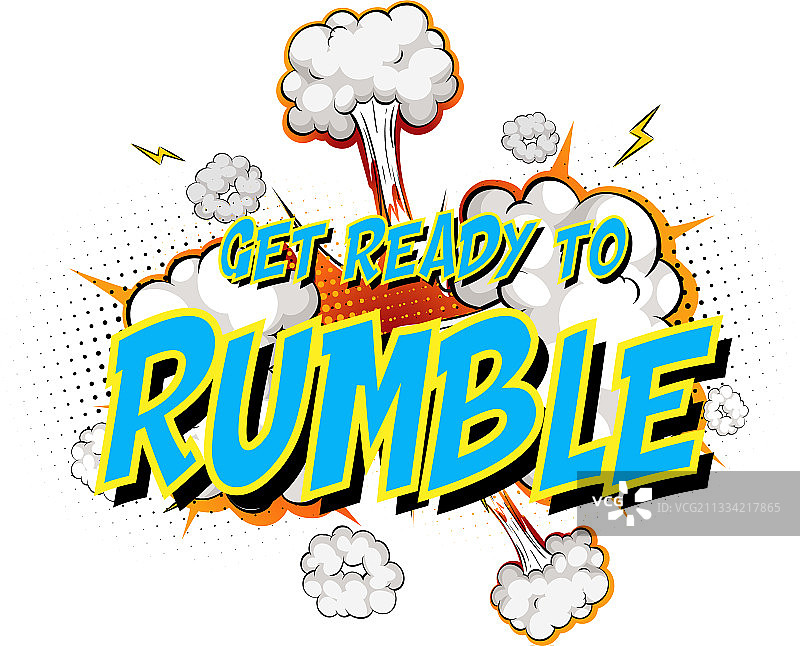 漫画云爆炸效果上的文字：准备好战斗图片素材