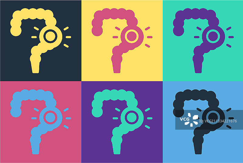 肠道便秘波普艺术风格彩色图标图片素材