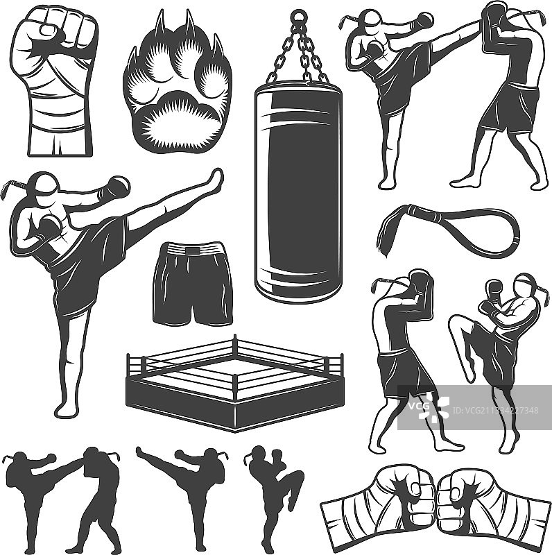 泰拳单色元素图片素材