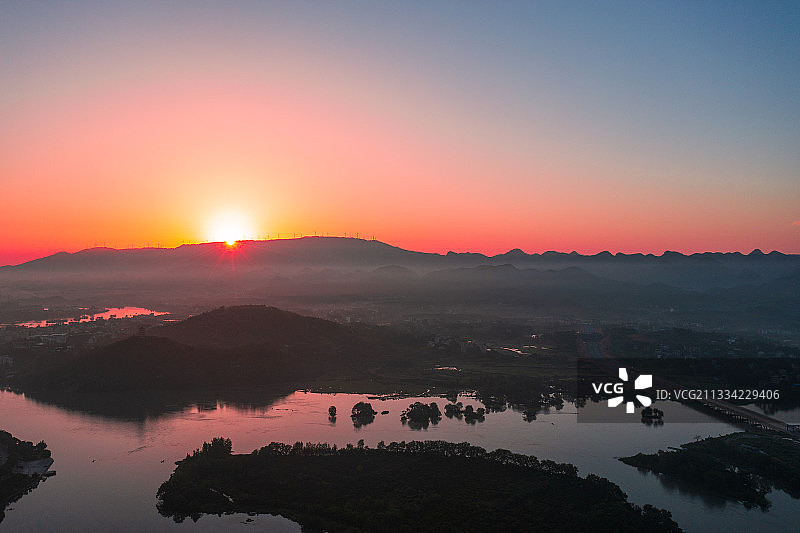 航拍桂林全州县城湘江图片素材