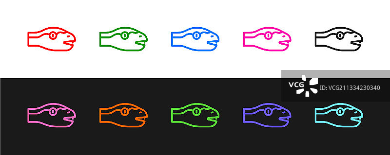 黑色和白色背景上的蛇图标图片素材