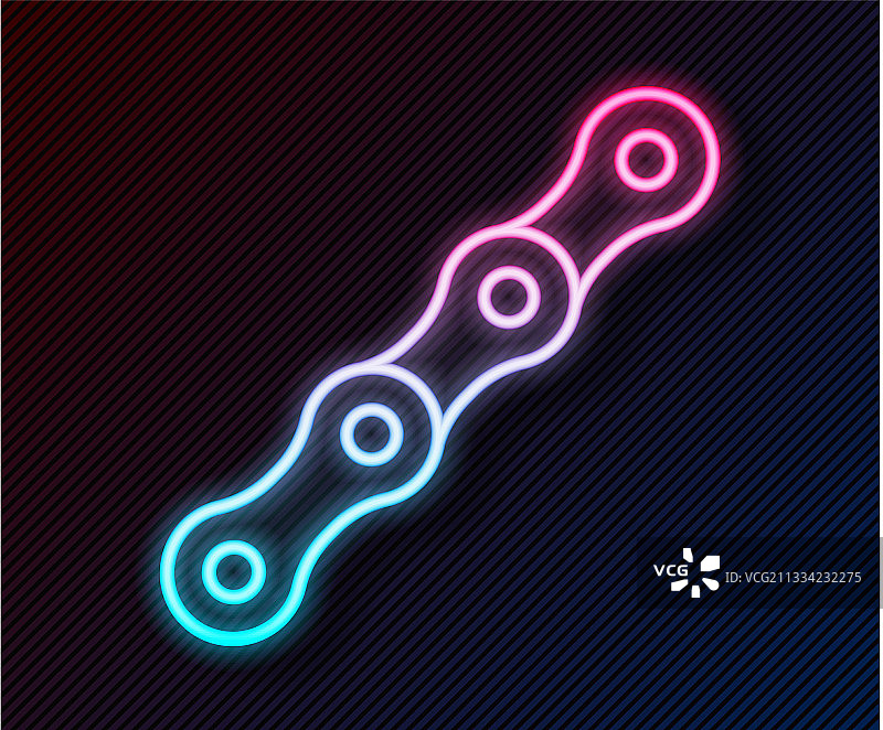 发光的霓虹灯自行车链条线条图标图片素材