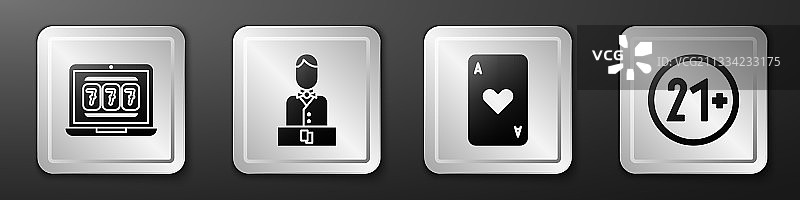 笔记本电脑与老虎机赌场荷官图片素材