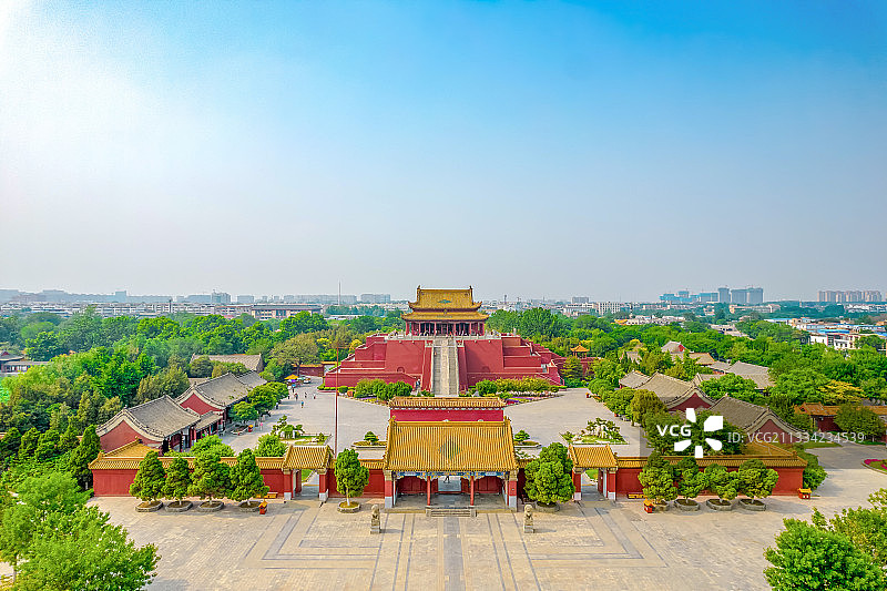 中国河南开封龙亭公园航拍图片素材