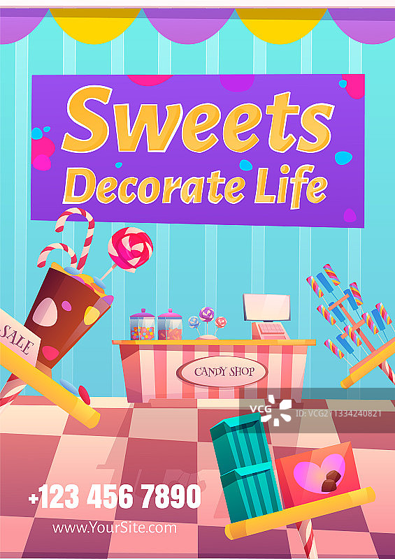 糖果店宣传单：甜蜜装饰生活图片素材