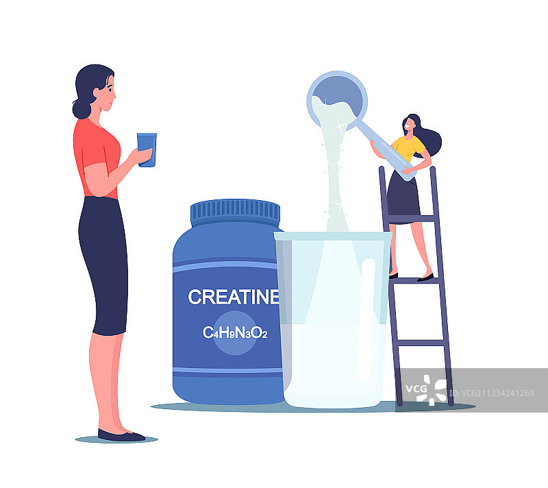 娇小女人倾倒蛋白粉图片素材