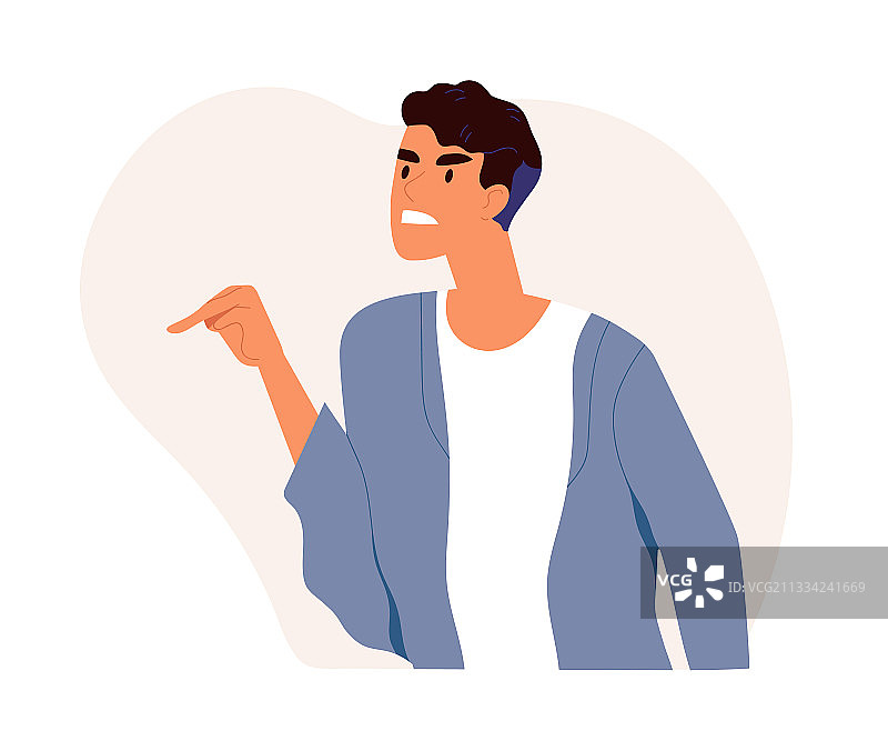 愤怒的男人用手指指向某人图片素材