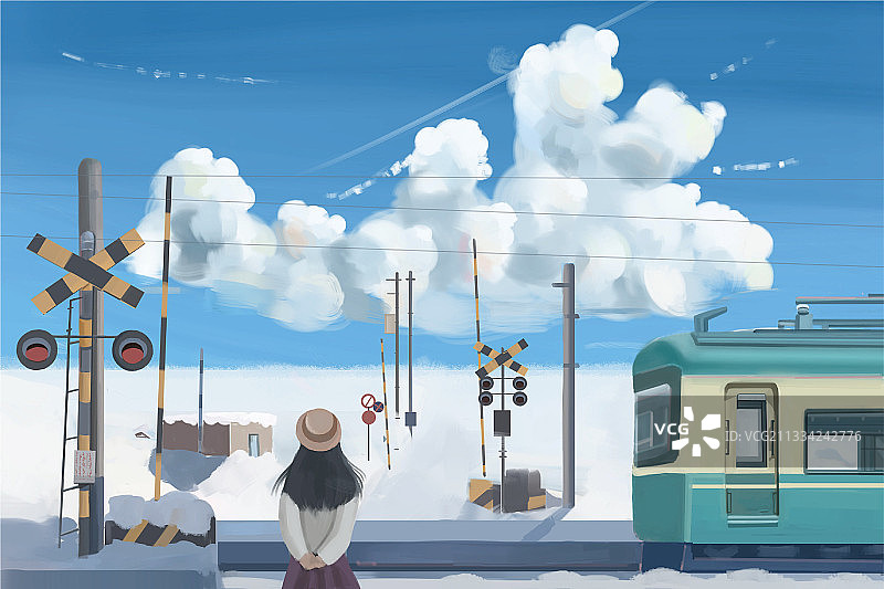 插画,壁纸,扁平风格,小清新,卡通,明亮,户外,温馨,女人,图片素材