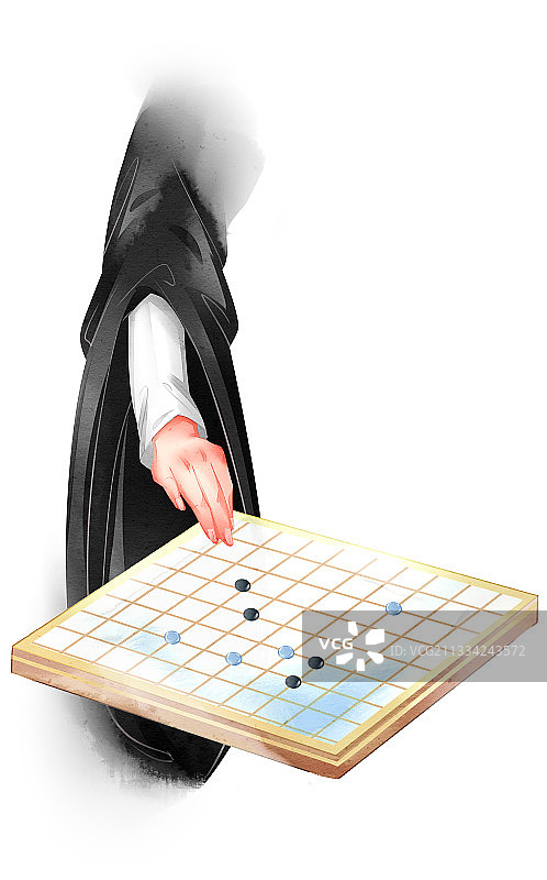 中国风下围棋插画元素图片素材