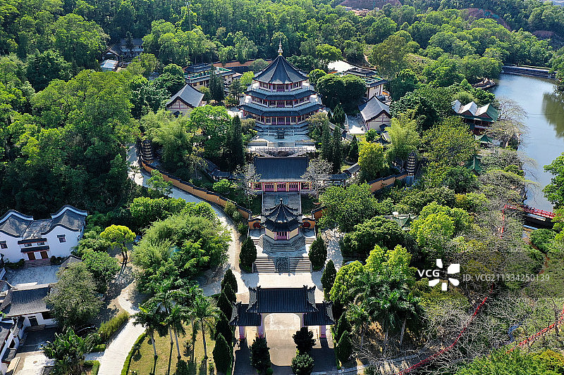 广东省深圳市龙岗区横岗街道园山风景区航拍图片素材