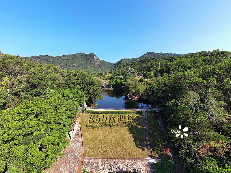 广东省深圳市龙岗区横岗街道园山风景区航拍图片素材