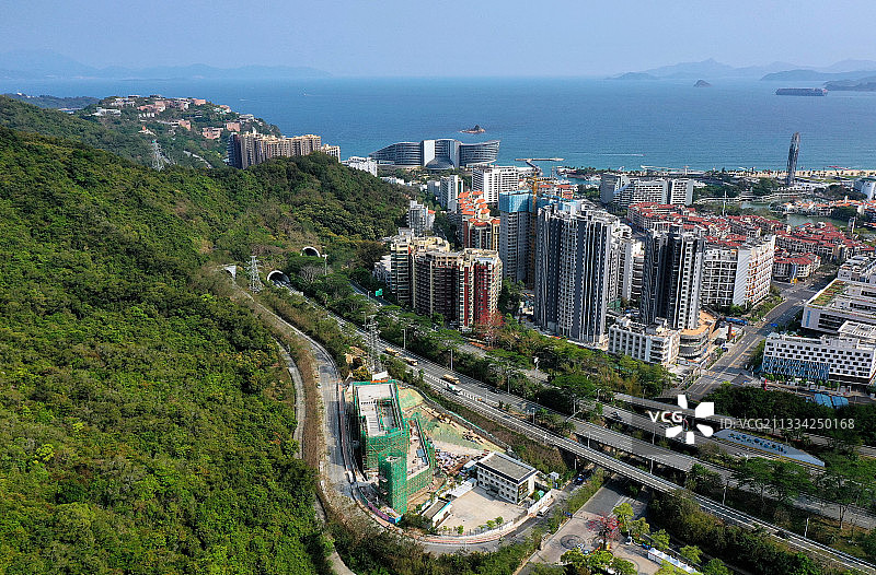 广东省深圳市盐田区东部华侨城和大梅沙海滨公园航拍图片素材