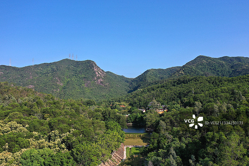 广东省深圳市龙岗区横岗街道园山风景区航拍图片素材