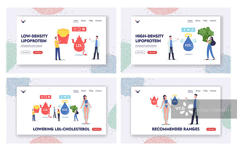 好胆固醇或坏胆固醇引导页模板集图片素材