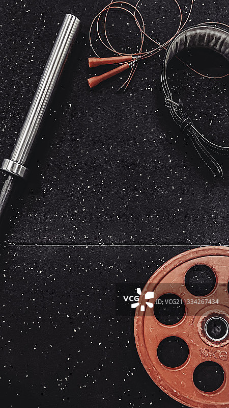 地板上的运动器材俯视图，俄罗斯图片素材