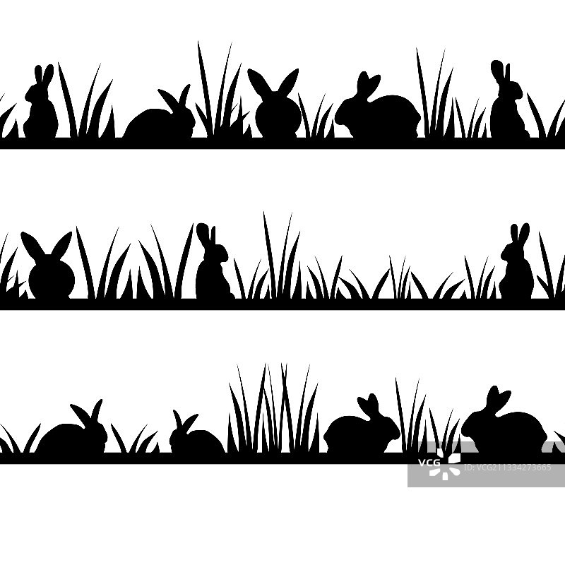 兔子剪影边框图片素材