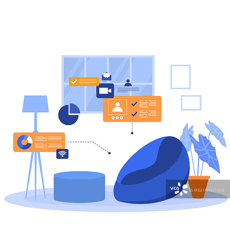 在家办公电脑网络在线业务图片素材