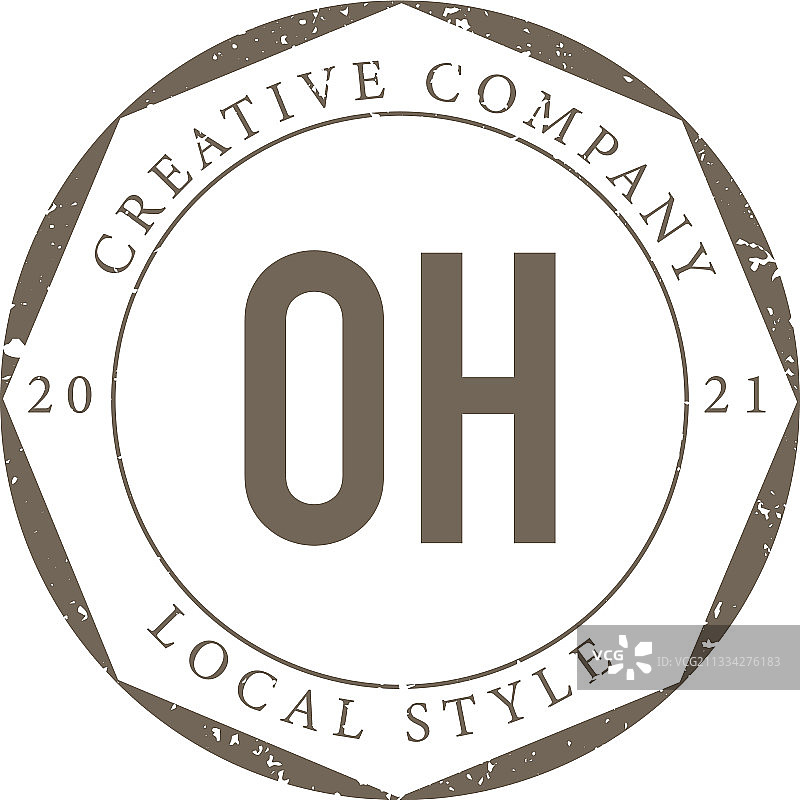 字母OH奢华精品店复古标志图片素材