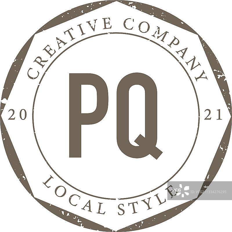 首字母PQ奢华精品店复古logo图片素材