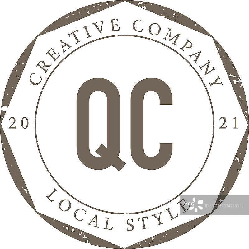 字母QC奢华精品店复古logo图片素材