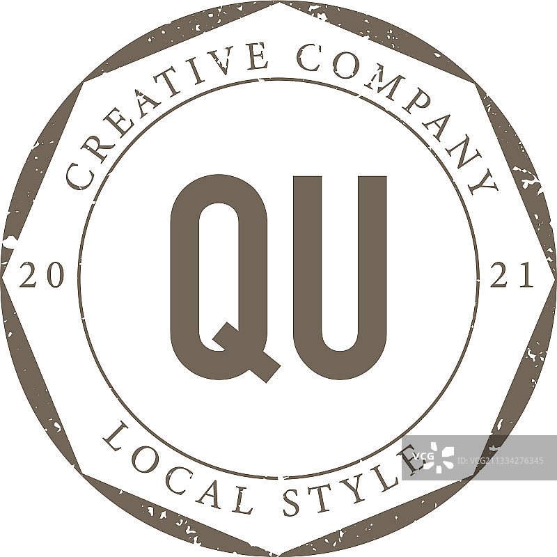 首字母QU奢华精品店复古logo图片素材