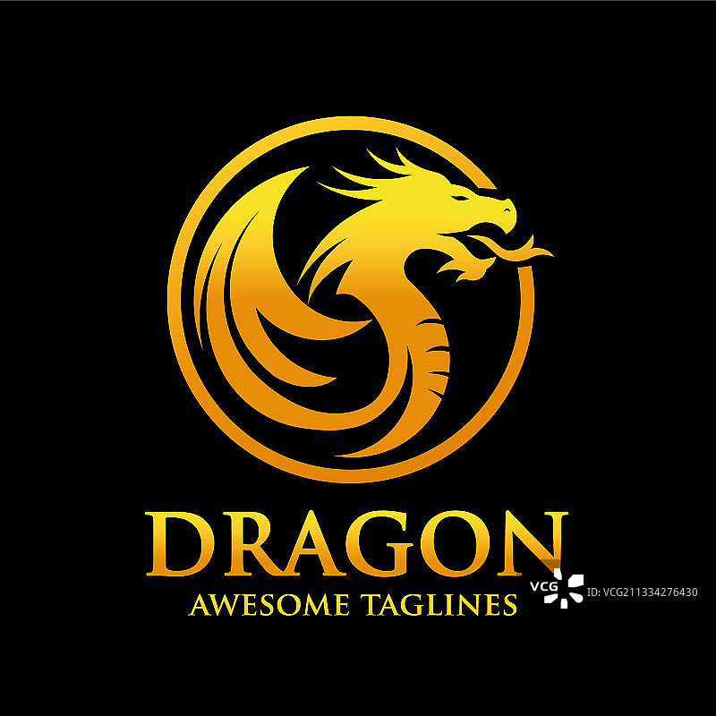 金色龙圆形标志设计图片素材