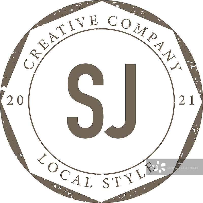 首字母SJ奢华精品店复古标志图片素材