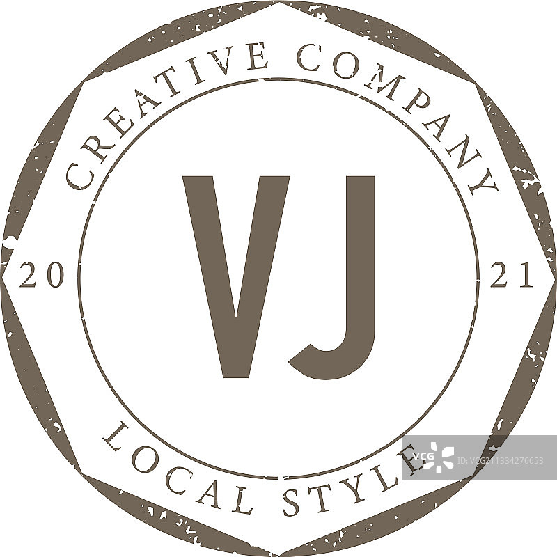 字母VJ奢华精品店复古标志图片素材