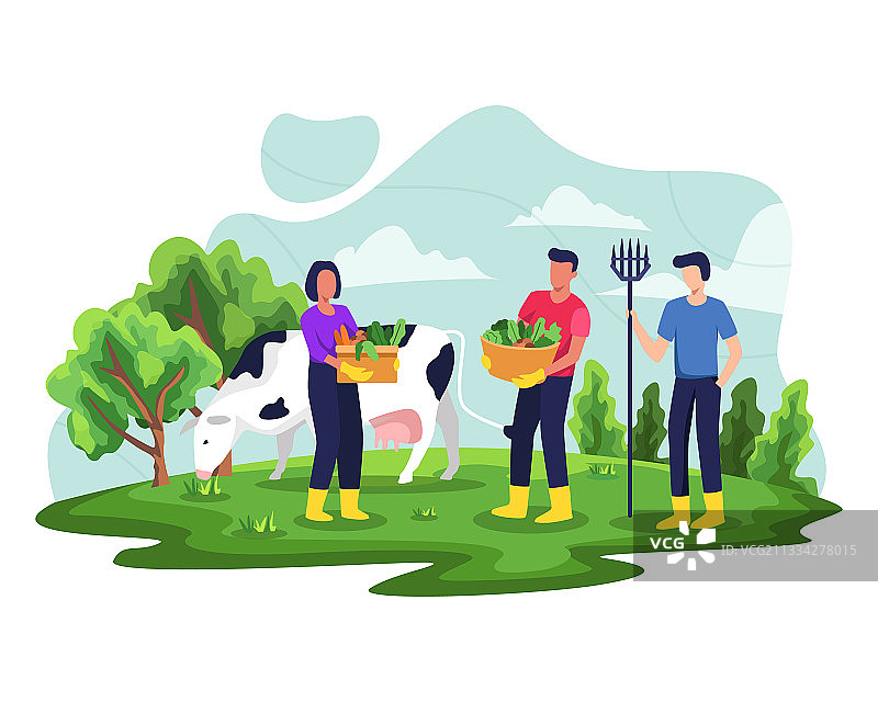 农民在花园里工作图片素材