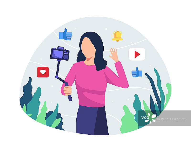 年轻女视频博主图片素材