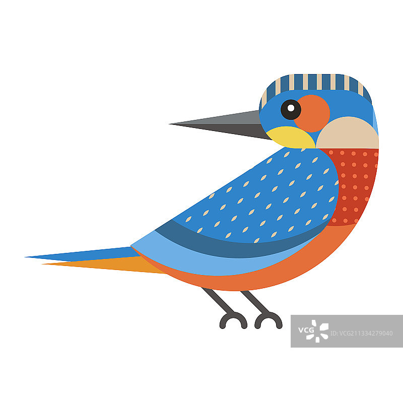 扁平设计风格的翠鸟几何图标图片素材