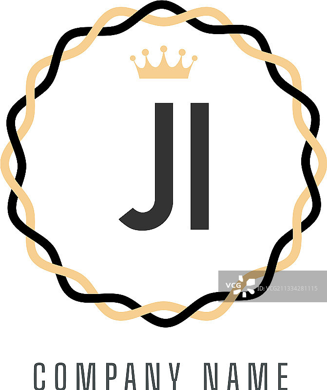 JI首字母国王概念复古标志图片素材
