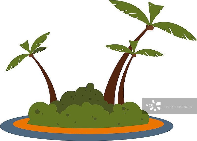 与白色隔离的孤独绿色岛屿图片素材