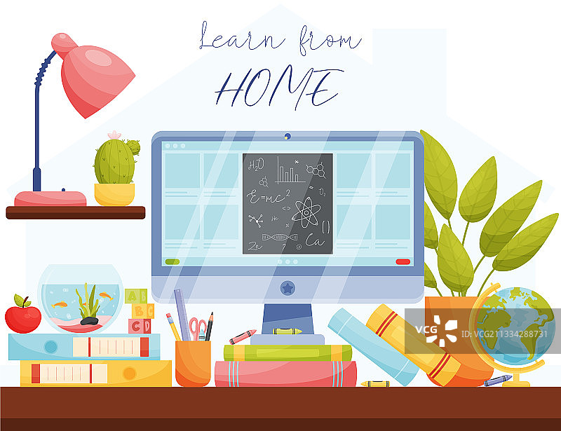 在家学习远程学习概念图片素材