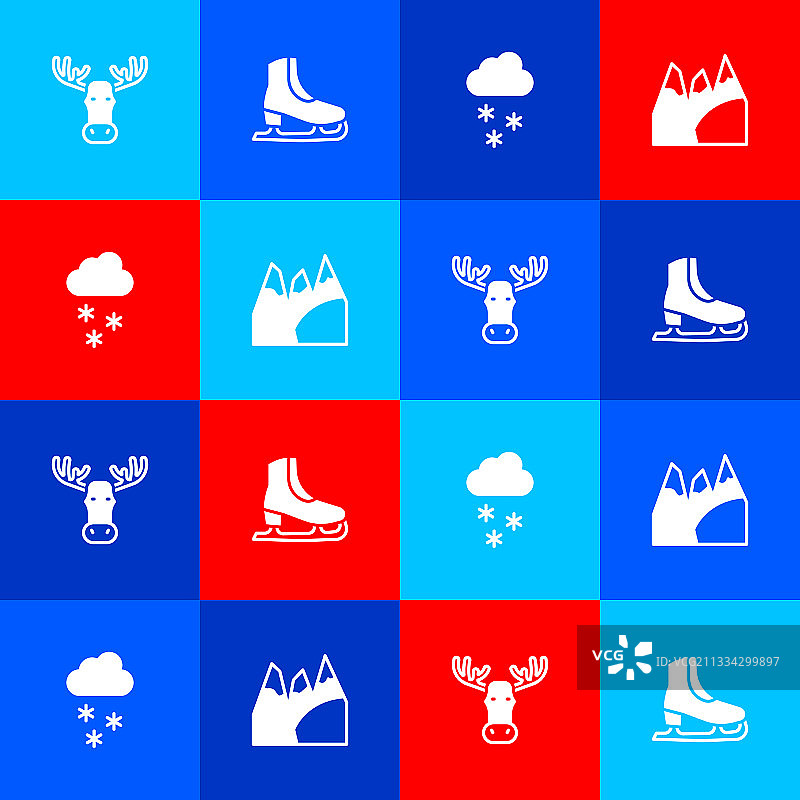 麋鹿头带角溜冰鞋云雪合集图片素材