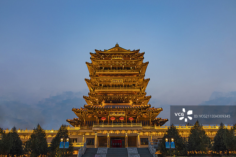 济南大明湖超然楼夜景图片素材