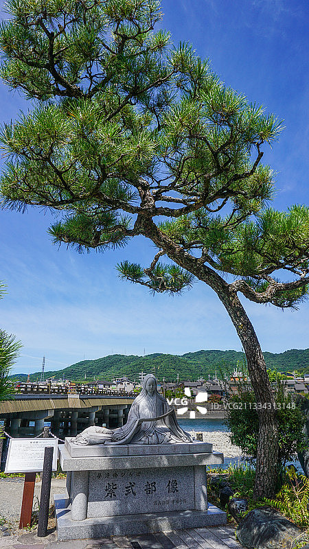 日本京都宇治川 紫式部 雕像图片素材