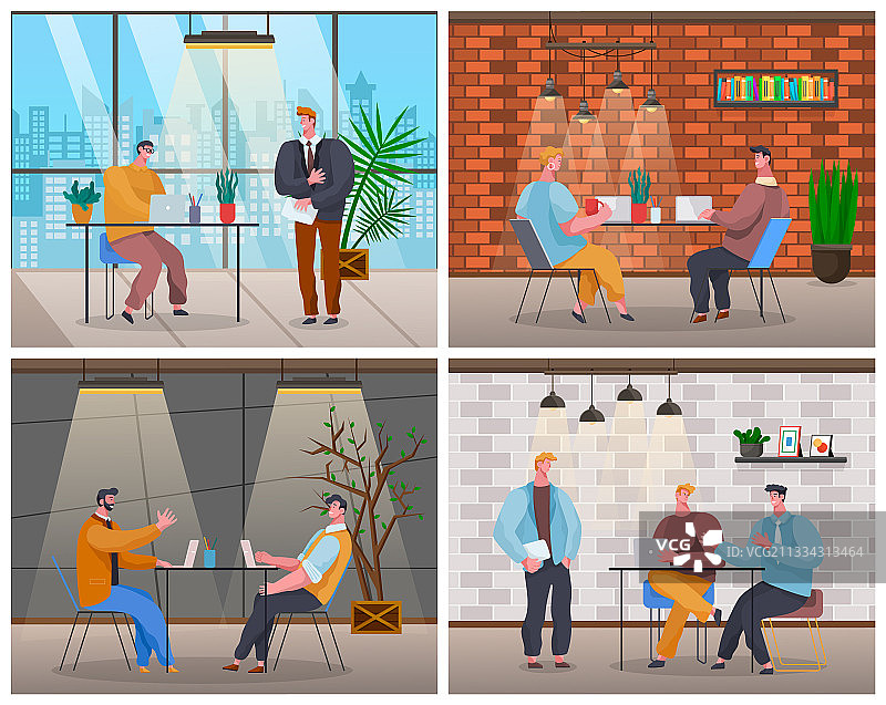 办公室生活：员工讨论项目启动图片素材