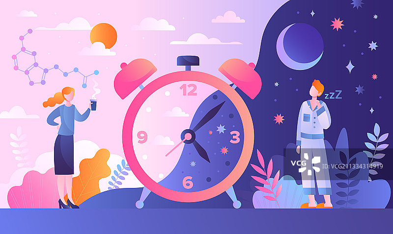 微型人物与昼夜节律概念图片素材