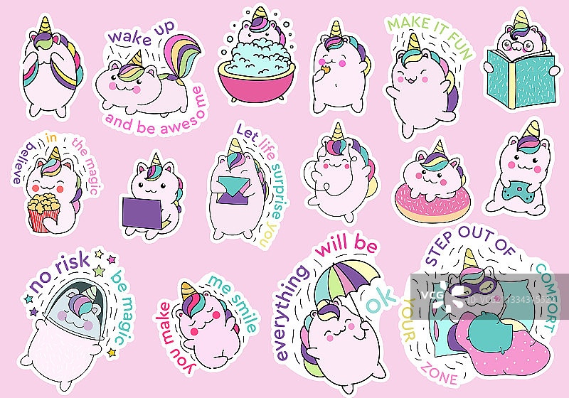 日常生活中的可爱独角兽合集图片素材