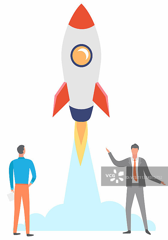 跟随快乐的人们向上飞行的火箭图片素材