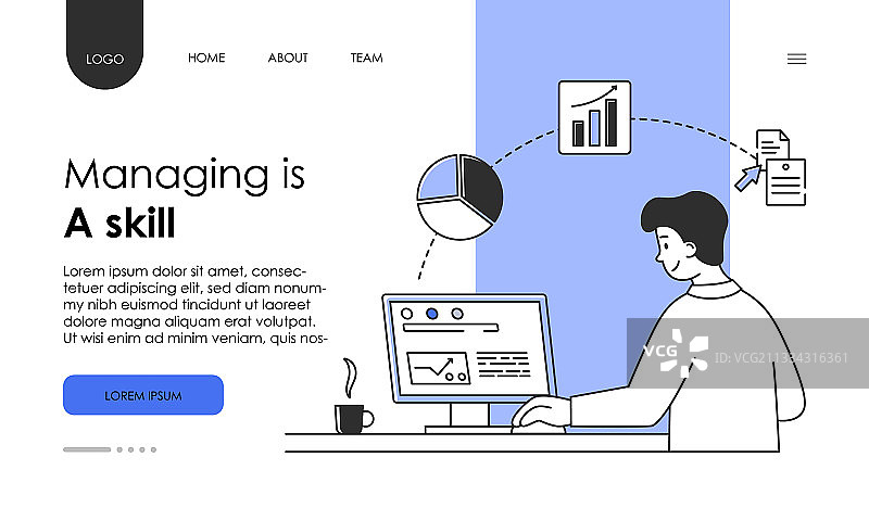 正在使用电脑的年轻男性项目经理图片素材