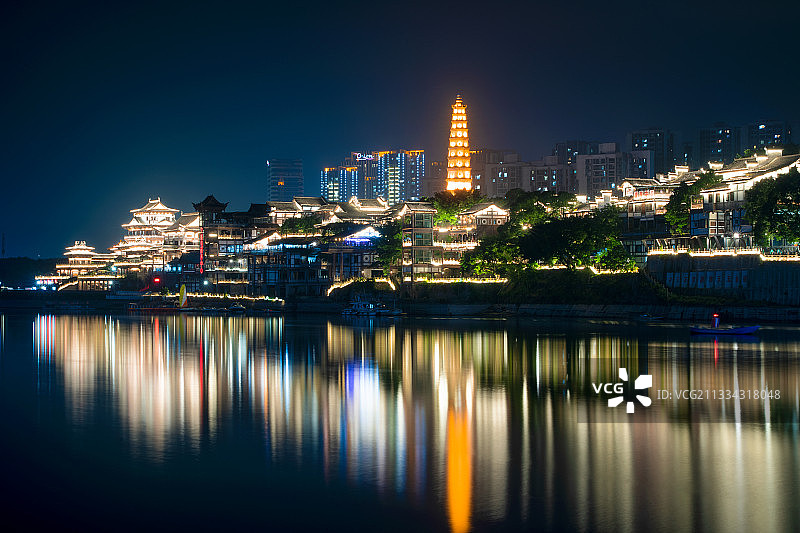 合川嘉陵江夜景图片素材