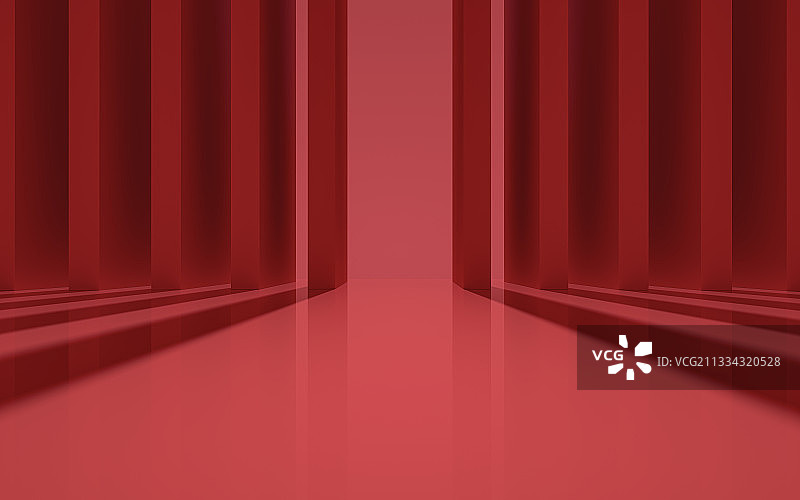 红色三维建筑空间背景图片素材