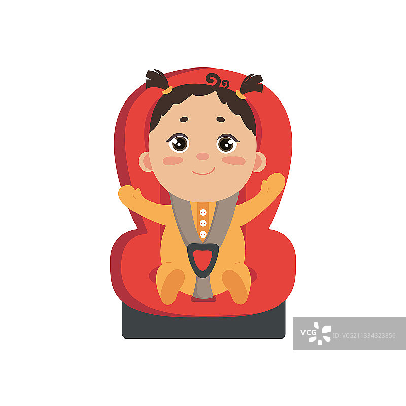 坐在汽车座椅上的小女孩图片素材