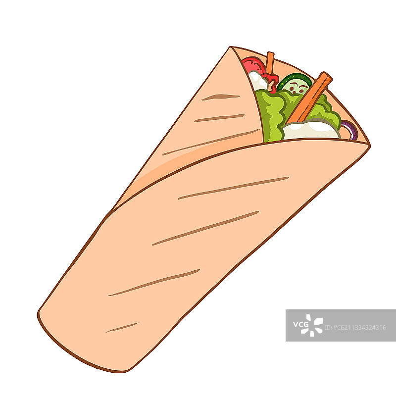 健康食品沙瓦玛卡通风格图片素材