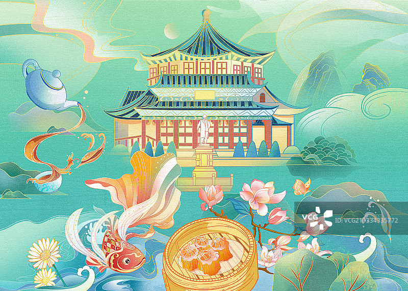 广州城市系列插画图片素材